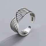 Mobius wave ring s925 silver Thai silver retro personality wild open sterling silver ring jewelry