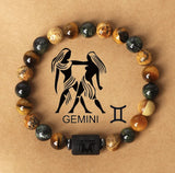 Natural stone beaded tiger eye picture stone bracelet zodiac bracelet