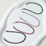 Stainless Steel 18K Gold Plated Trendy Jewelry Bling Round Cubic Zirconia Tennis Chain Bracelet For Women