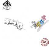 Avelle Sterling Silver S925 Butterfly Flower Stud Earrings Color Drop Oil Zircon Fresh Natural Exquisite Insect Earrings