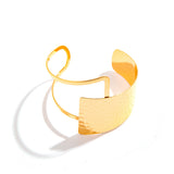 Irregular personality hollow Bracelet geometric water ripple metal wide face bracelet for women