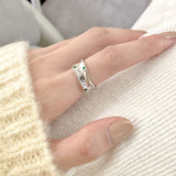 Foxanry 925 Stamp Rings New Fashion Elegant Vintage Creative Irregular Texture Green Zircon Party Jewelry for Women