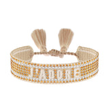 Cross-border Fully Ironed Colorful Diamond Woven DIY Bracelet Accessories for Women Creative Ethnic Embroidery Letter Rope