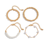 Fashionable Bracelet Beaded Bracelet Set with a Pearl like Style and Simple Multi layer Chain
