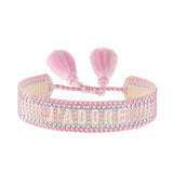 Cross-border Fully Ironed Colorful Diamond Woven DIY Bracelet Accessories for Women Creative Ethnic Embroidery Letter Rope