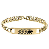 Customized 3-5 days Stainless steel Mama Bear Mother's Day gift engraved titanium steel bracelet