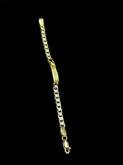 Esclava Niño Barbada Combinada Oro Laminado 18 K All In Men Joyeria