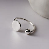 FOXANRY 925 Stamp Open Rings Fashion Hip Hop Vintage Simple Round Ball Wafer Design Birthday Party Jewelry