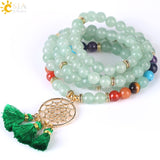 CSJA Japamala 108 Mala Beads 8MM Natural Stone Bracelet Dream Catcher Tassel Charm Bracelet Chakra Prayer Rosary Jewelry