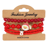 Christmas Bracelet Elastic Rope Bracelet Snowman Snowflake Christmas Tree Santa Deer Hat Pendant Bracelet Gift