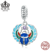 Avelle Simple Scarab Sterling Silver S925 Pendant Bracelet Color Drop Oil Zircon Insect Pendant