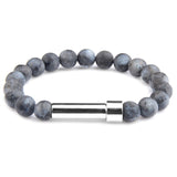 New Natural Stone Wishing Bracelet Tiger Eye Stone Lapis lazuli Stainless Steel Round Tube Knob Hand Chain with Wishing Paper