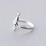 New Fashion Sweet Popular Cute Animal 925 Sterling Silver Jewelry Not Allergic Exquisite Cat Simple Opening Rings  SR223