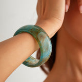Artistic Retro Round Bracelet Wide Edition Blended Irregular Acrylic Bracelet for Women
