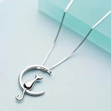 Sterling Silver Cat Charm Pendant Necklaces for Women New Fashion Jewely Small Chokers Necklaces Fine Jewelry