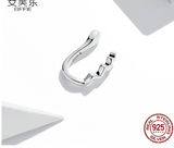 New Original Single Sterling Silver S925 Curve Earrings Simple Wave Line Zircon Earrings Single Earrings