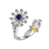 Personality Versatile Rotatable Adjustable Relief Anxiety Stress Silver Plated Zircon Ring