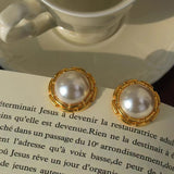 French metal round earrings with personalized and versatile design, high-end and minimalist earrings for women