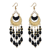 Bohemian Ethnic Earrings Long Vintage Tassel Bead Earrings Carved Earrings