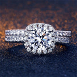 New square inlaid zircon two-piece ring ladies jewelry couple set ring