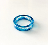 Ice and Flame Halo Stained Crystal Resin Punk Exclusive Couple Ring for Men and Women