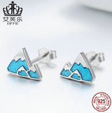 Avelle Unique Iceberg S925 Sterling Silver Stud Earrings Platinum Plated Blue Oil Drop Girls Earrings SCE475