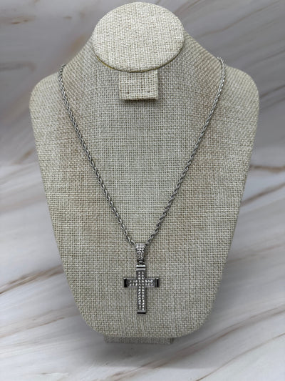 Cadena con Dije Cruz Zirconias Plana 5 cm All In Men Joyeria