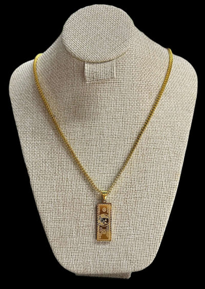 Cadena Dorada con Dije Billete 100 Dls All In Men Joyeria