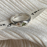 Dopamine love colored zircon diamond ring female niche index finger high-end fashion personality open ring