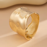 Cold Wind Curved Smooth Surface Spring Bracelet Irregular Metallic Wide Version Ring Set