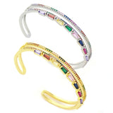 Double layer hollowed out opening inlaid with colored zirconium bracelet