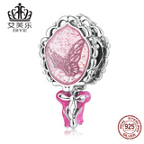 Avele Sterling Silver S925 Princess's Magic Mirror Beaded Bracelet Pink Oil Drop Zircon Beautiful Bow Beads