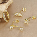 Zircon Stud Earrings with Gold Plating, Minimalist Chic Design, Delicate and Stylish Women's Ear Jewelry