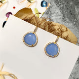 Triangle eight color colored stone earrings