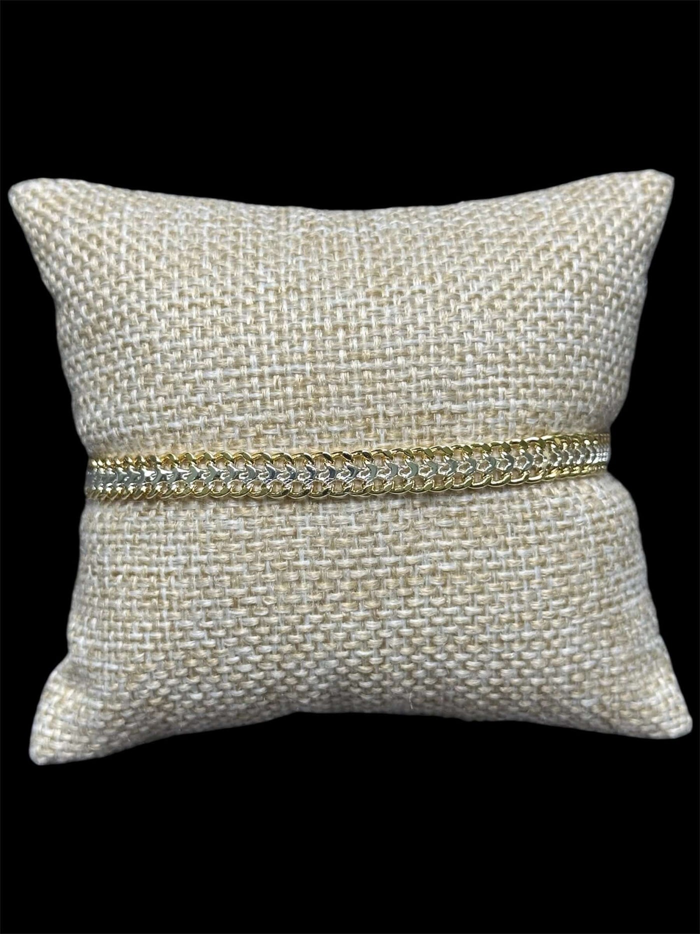 Pulsera Petatillo Combinada 6 mm Oro Laminado 18 K All In Men Joyeria