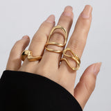 Minimally irregular lava open smooth ring set, niche hollow arc-shaped design ring