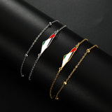 Stainless steel drip oil Israel and Palestine map pendant double-layer round bead bracelet
