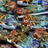 Colorful Gravel Necklace Resin Glue Wrapped Natural Stone Pendant