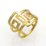 Great Wall pattern double circle double personality hollow trend titanium steel ring ring