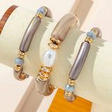 New Chinese style natural freshwater pearl acrylic bracelet set of three pieces