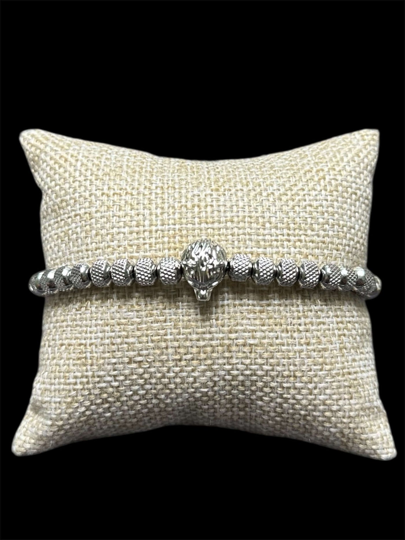 Pulsera Perlas Plata Tigre Acero Inoxidable All In Men Joyeria