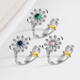 Personality Versatile Rotatable Adjustable Relief Anxiety Stress Silver Plated Zircon Ring