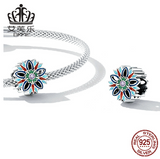 EIFFIE S925 Sterling Anemone Beaded Bracelet Color Drop Oil Zircon Flower Simple Holy Bead Accessories