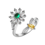 Personality Versatile Rotatable Adjustable Relief Anxiety Stress Silver Plated Zircon Ring