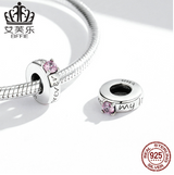Simple Sterling Silver S925 Lettering Beaded Bracelet Pink Zircon Engraved English Letter Beads SCC1984