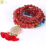 CSJA Japamala 108 Mala Beads 8MM Natural Stone Bracelet Dream Catcher Tassel Charm Bracelet Chakra Prayer Rosary Jewelry
