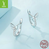Silver Charm Hot Selling Forest style Small Fresh Butterfly Ear Buckle Women's Simple and Fashionable U-shaped s925 Pure Silver Earrings and Earrings