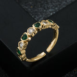 Brass Gold Plated Set with Zircon Luxury Trend Ladies Ring Opening Design Adjustable Ring