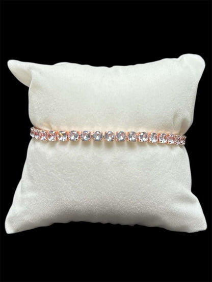 Pulsera Tenis 3 mm Rosa Plata All In Men Joyeria