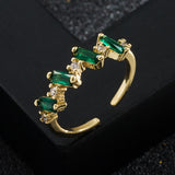 Trend Copper Gold-Plated Micro-Set Zircon Geometric Ring Small Fresh Personality Tail Ring Open Ring Accessories For Women